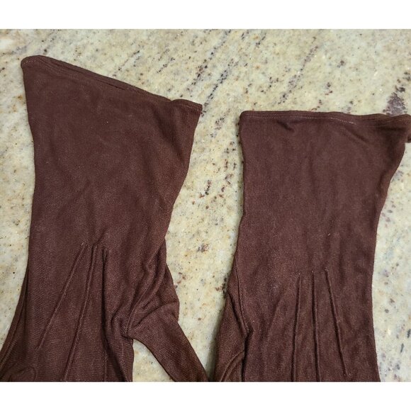 Vintage Women's Plus Size XL/XXL Brown Rayon Formal 11" Gloves Stitching Detail - Picture 4 of 16